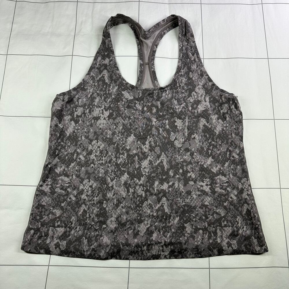 Lululemon Top Womens 12 Gray Cool Racerback Hideaway Camo Lunar Rock Tank Yoga